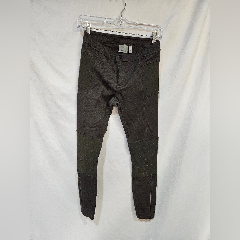ATHLETA Olive Green Skinny Two Tone Activewear Pants Zip Women's Size 4